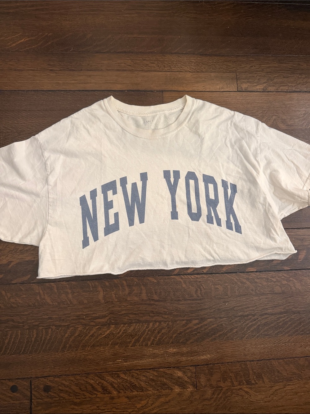 Brandy Melville White 'New York' Cropped Tee